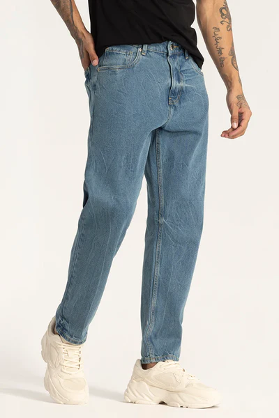 denim blue plain baggy fit jeans